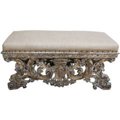 19th Century Italian Baroque Style Painted Bench