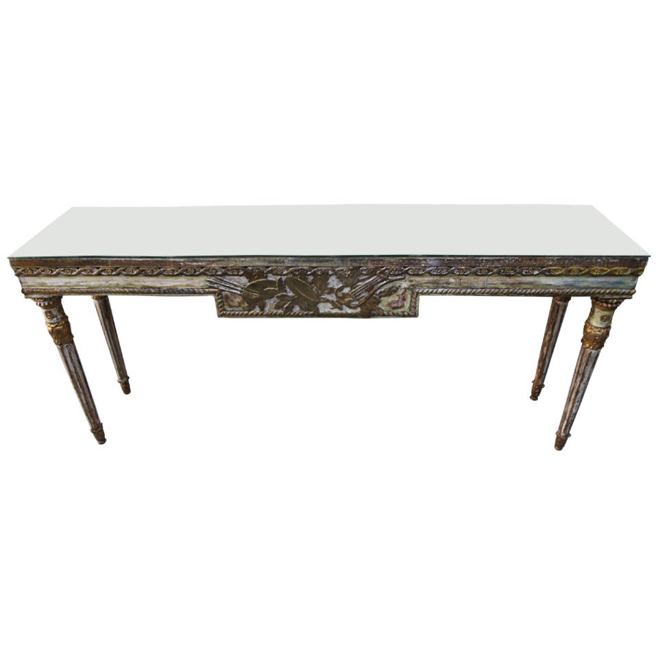 Italian Painted & Parcel Gilt Neoclassical Style Console