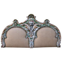 Antique 19th Century French Painted Headboard