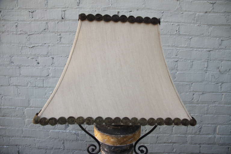 Wood Pair of Italian Neoclassical Lamps with Custom Shades