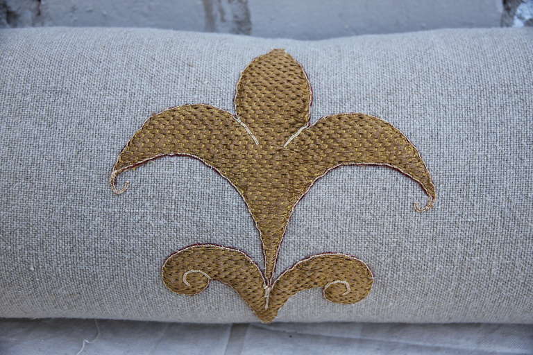 Pair of Fleur De Lis Boster Pillows In Excellent Condition In Los Angeles, CA
