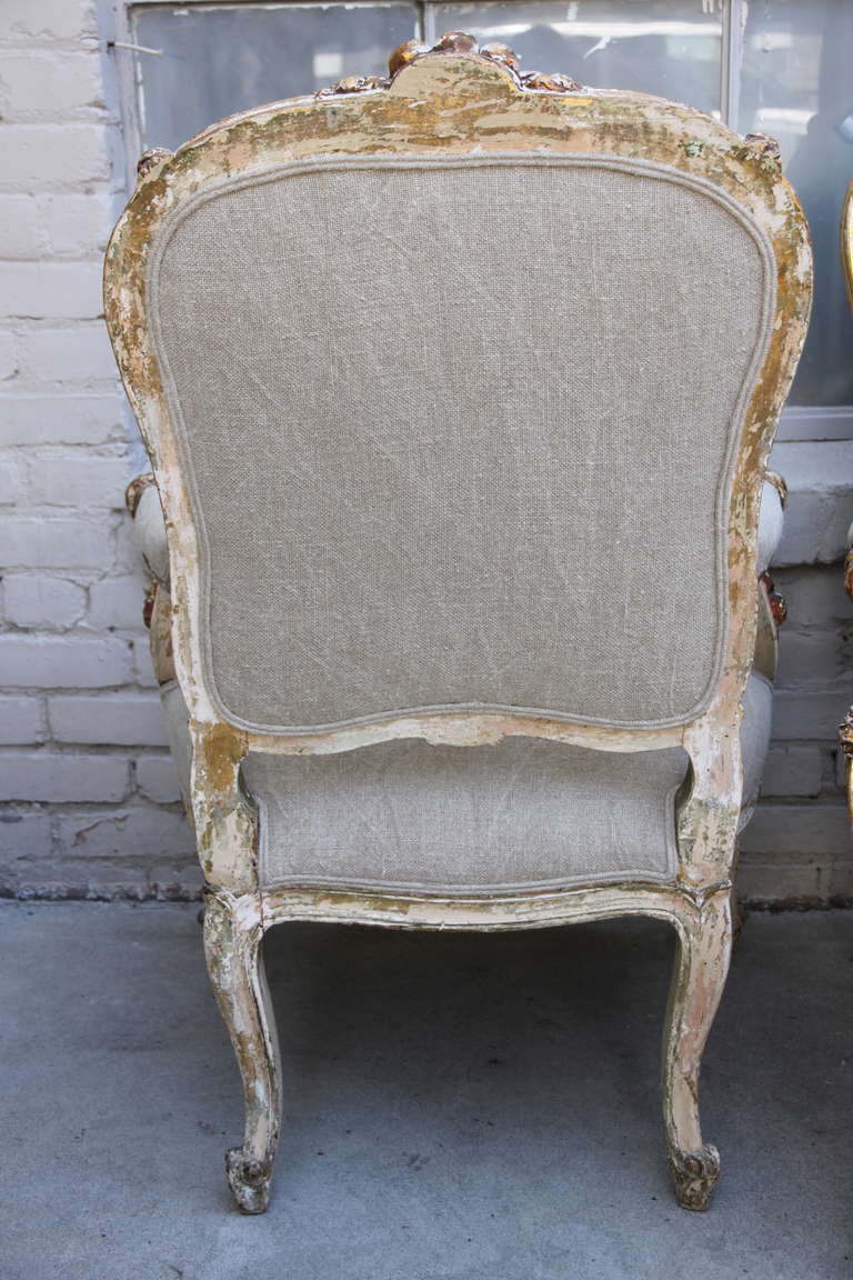 19th Century French Painted and Parcel Gilt Armchairs 5