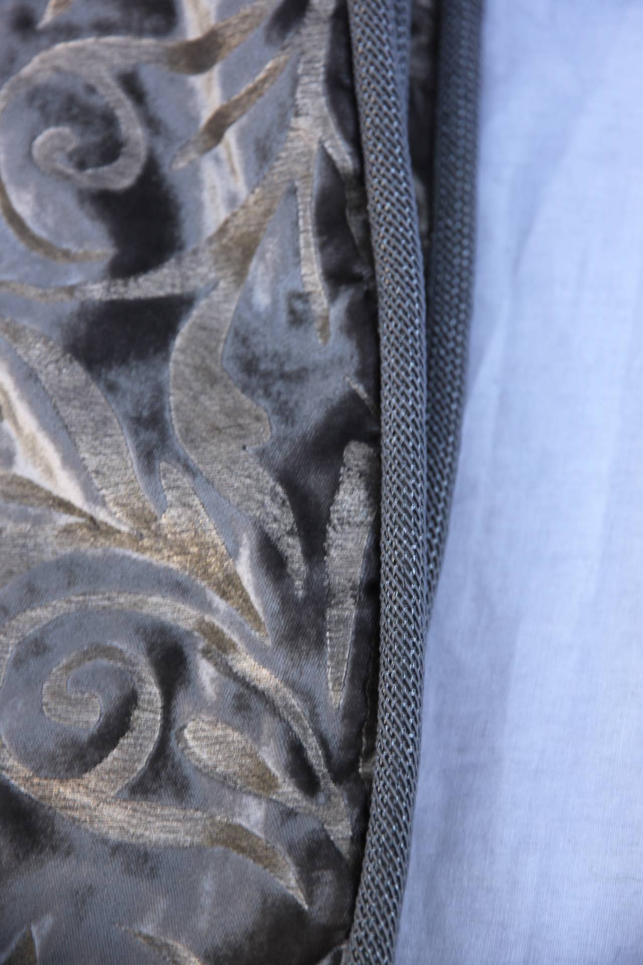 Contemporary Custom Stenciled Silk Velvet Throw with Fringe
