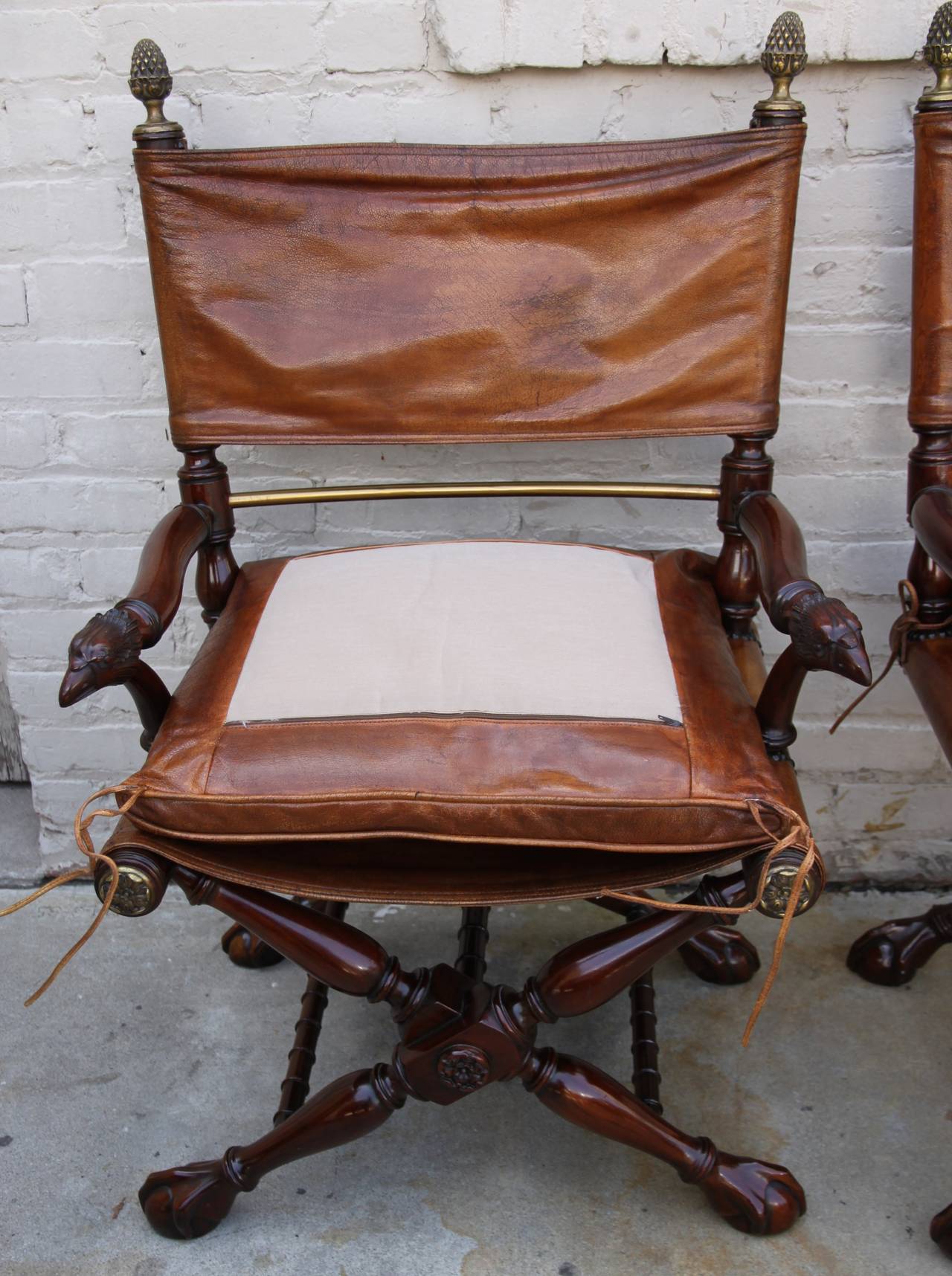 Pair of American Campaign Style Armchairs 3