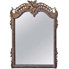 19th C. French Carved Painted & Parcel Gilt Mirror