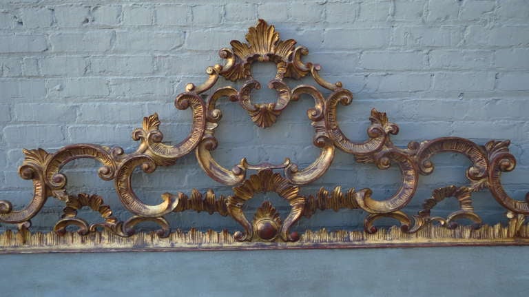 Rococo Italian Carved Gold Gilt King Headboard
