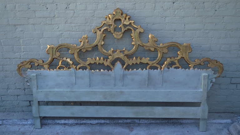 Italian Carved Gold Gilt King Headboard 3