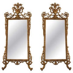 Pair of Louie XVI Style Gilt Wood Mirrors