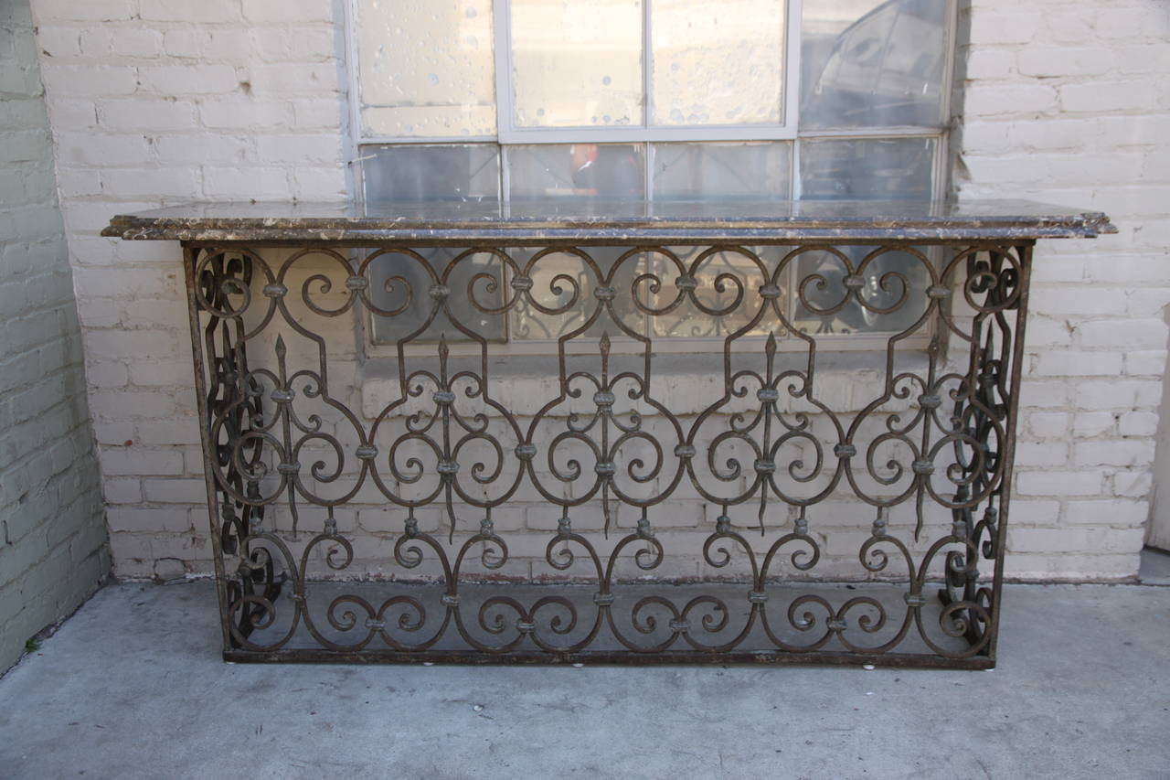 Spanish Revival Console with Marble Top