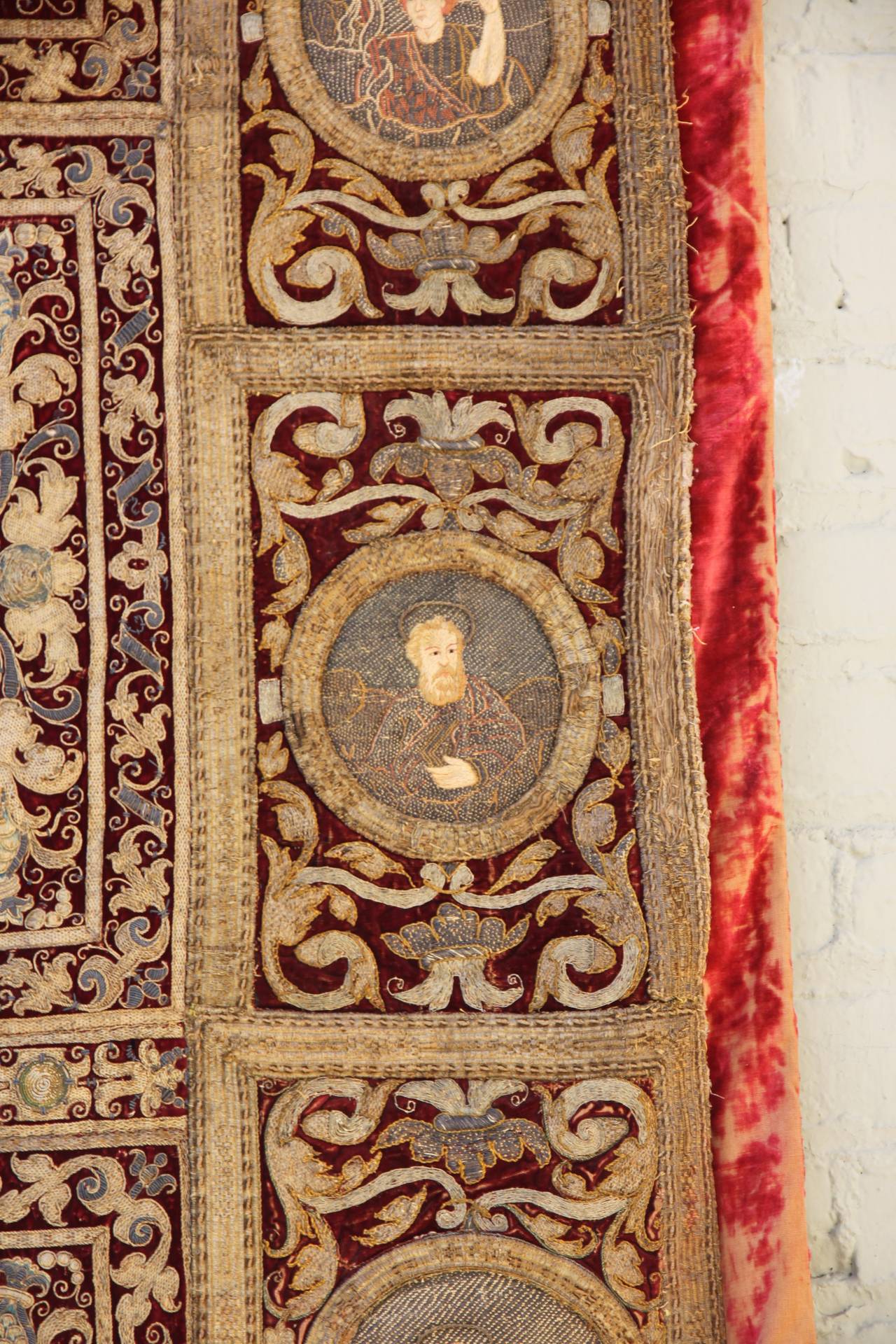 17th Century Italian Embroidered Textile In Good Condition In Los Angeles, CA