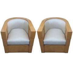 Pair of Enrique Garcel Maple Armchairs C. 1970