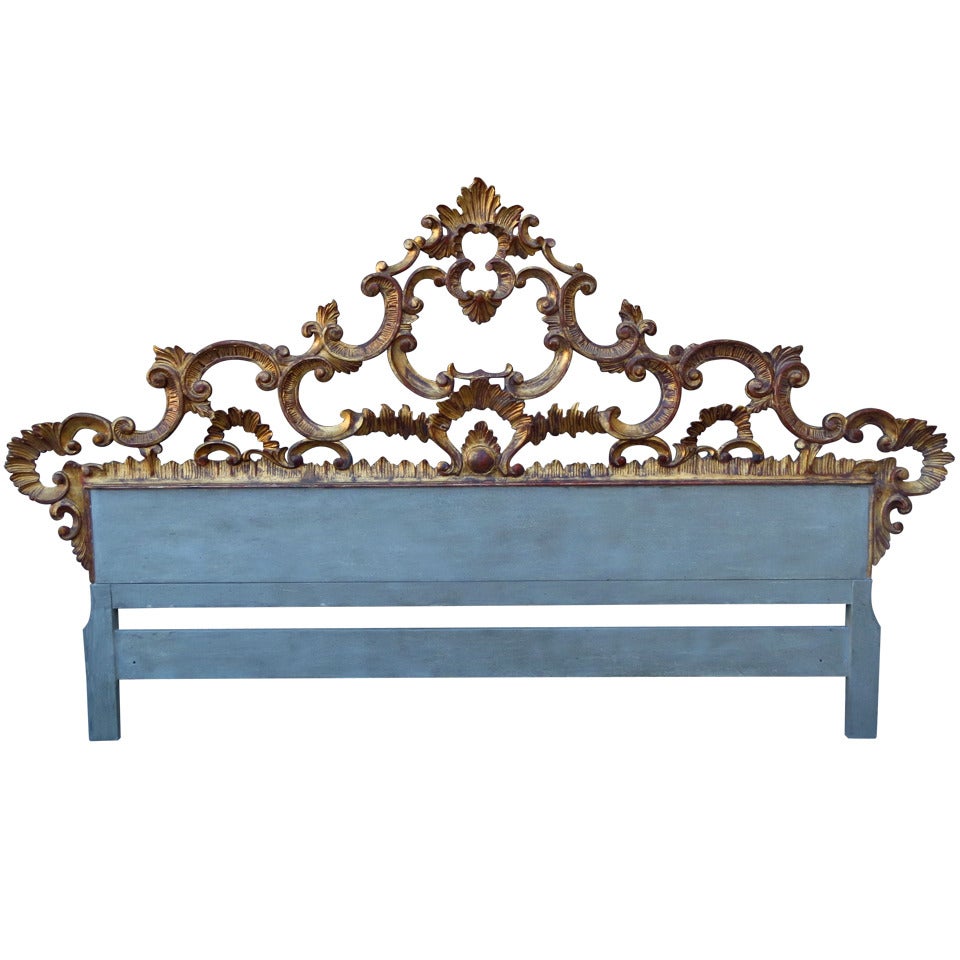 Italian Carved Gold Gilt King Headboard