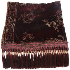 Custom Merlot Colored Stenciled Throw with Chinoiserie Design