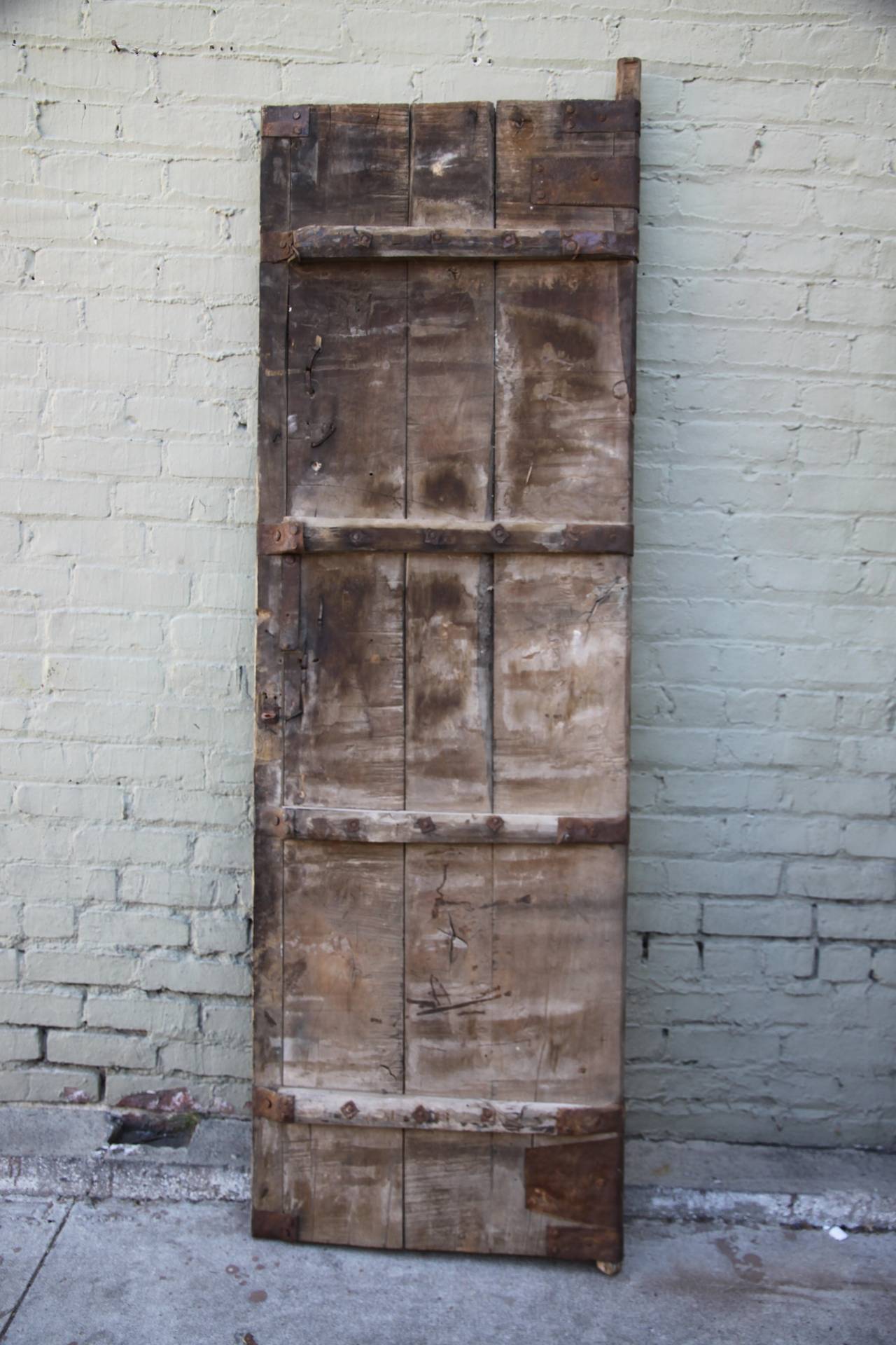 Early 20th Century Pair of Asian Painted and Metal Doors