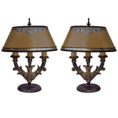 19th C. Italian Lamps with Parchment Shades