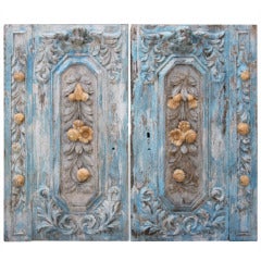 Pair of French Carved Painted Panels