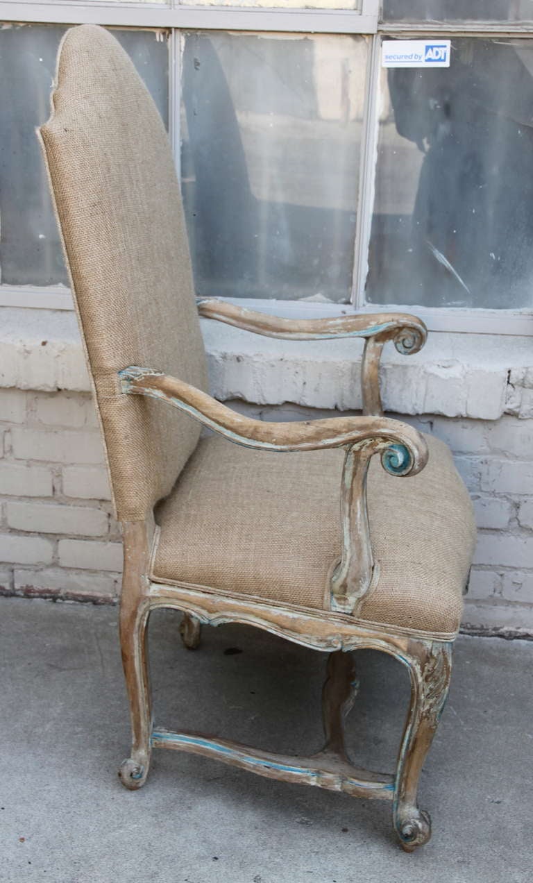 20th Century (8) French Painted & Bulap Dining Chairs