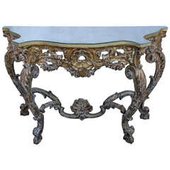 Antique 19th Century French Giltwood Console with Mirrored Top