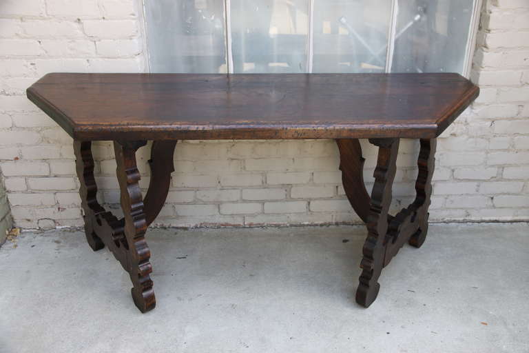 Pair of Spanish Baroque Style Walnut Consoles