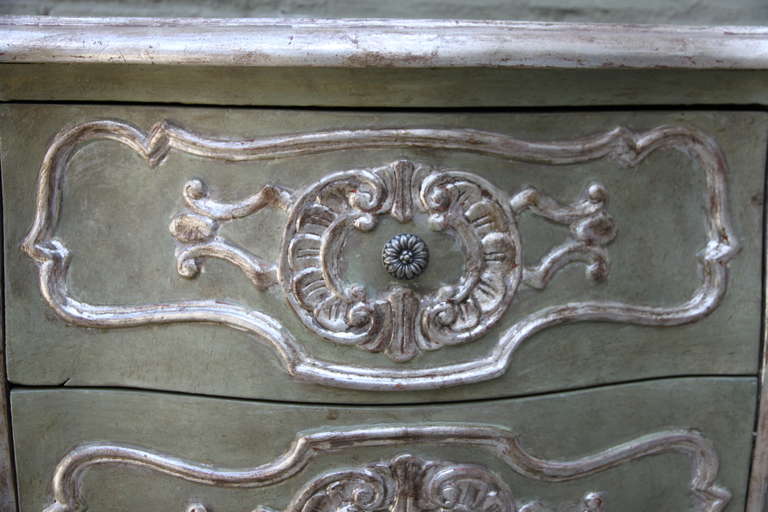 French Painted and Parcel Gilt Bombay Chests, Pair