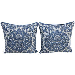 Pair of Blue & White Fortuny Textile Pillows