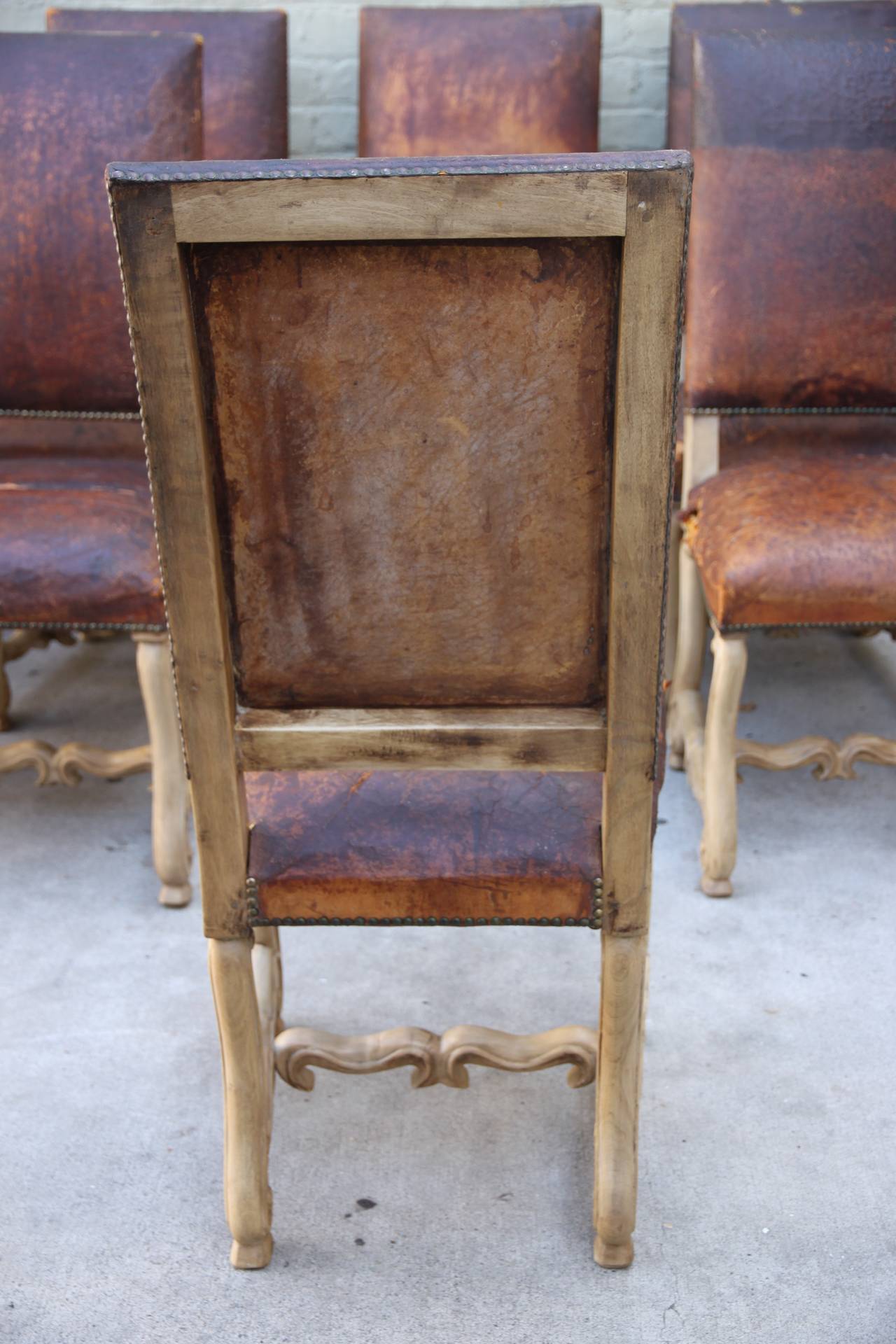 Set of Eight Spanish Leather Dining Chairs 3