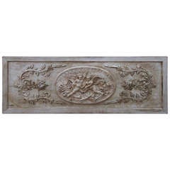 French Carved Wood Plaque