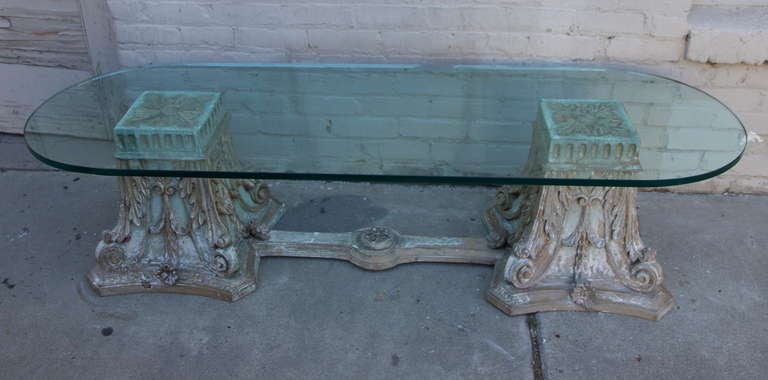 Italian Capital Coffee Table w/ Glass Top