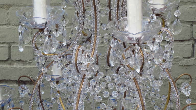 Rococo Twelve-Light Italian Crystal Beaded Chandelier