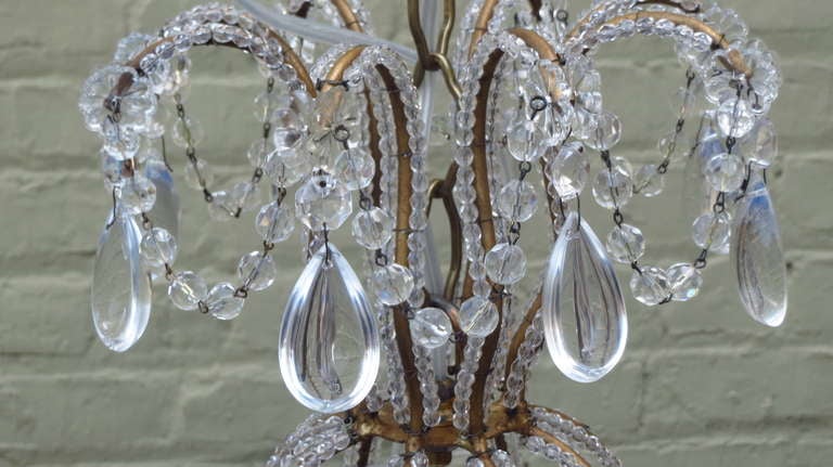 Twelve-Light Italian Crystal Beaded Chandelier In Excellent Condition In Los Angeles, CA