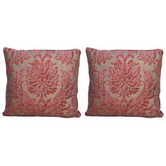 Pair of Barberini Coral and Gold Fortuny Pillows