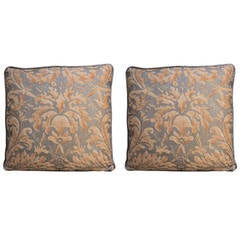 Vintage Pair of Fortuny Lucrezia Peach and Gold Pillows