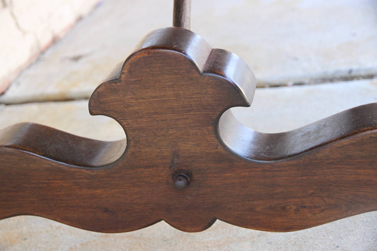 Spanish Walnut Table with Iron Stretchers 2