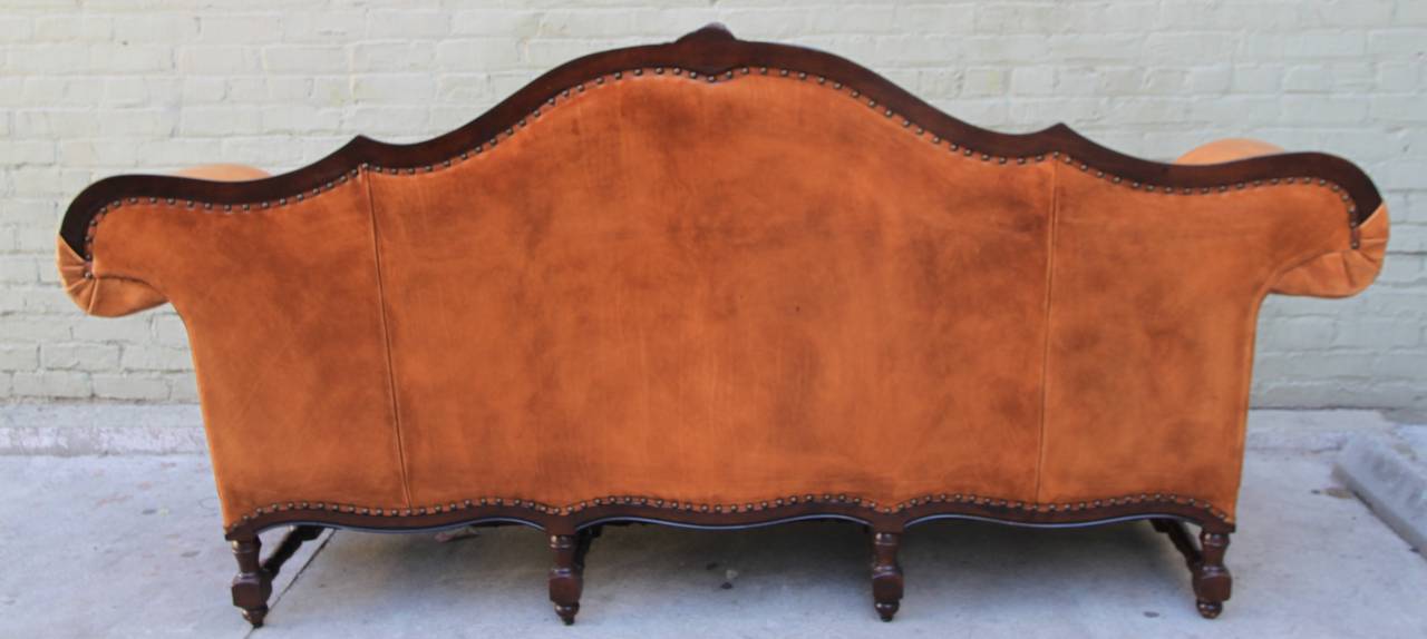 Ralph Lauren Leather Upholstered Sofa In Distressed Condition In Los Angeles, CA