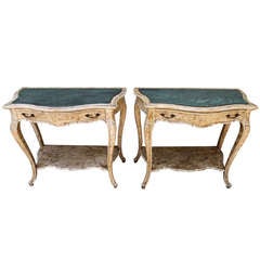 Pair of 19th C. Painted Marble Top Consoles