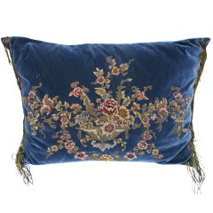 19th Century French Metallic & Chenille Velvet Pillow