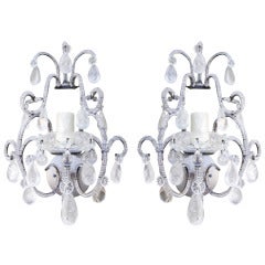 Pair of Silver Rock Crystal Sconces