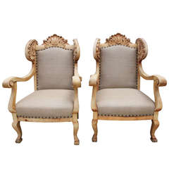 Pair of French Carved Armchairs