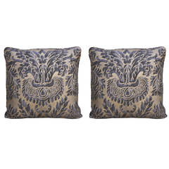 Pair of Fortuny Barberini Gray and Gold Pillows