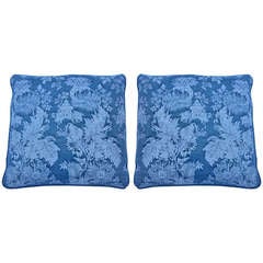 Vintage Pair of Blue & White Fortuny Pillows