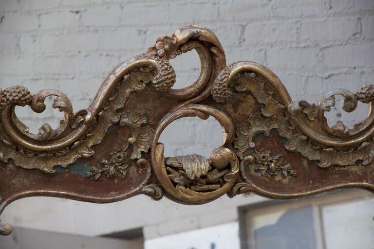 19th Century French Giltwood Rococo Style Mirror In Distressed Condition In Los Angeles, CA