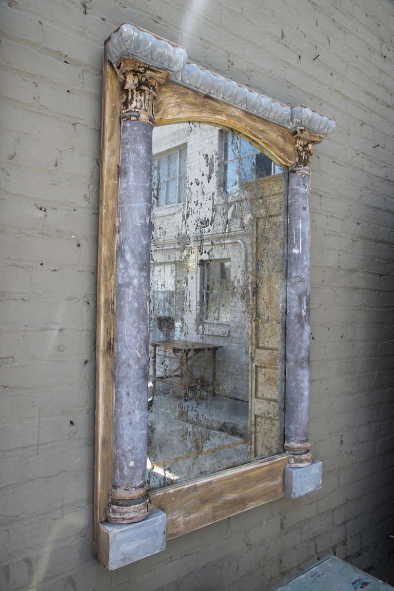 Pair of Italian Neoclassical Style Painted Mirrors In Distressed Condition In Los Angeles, CA