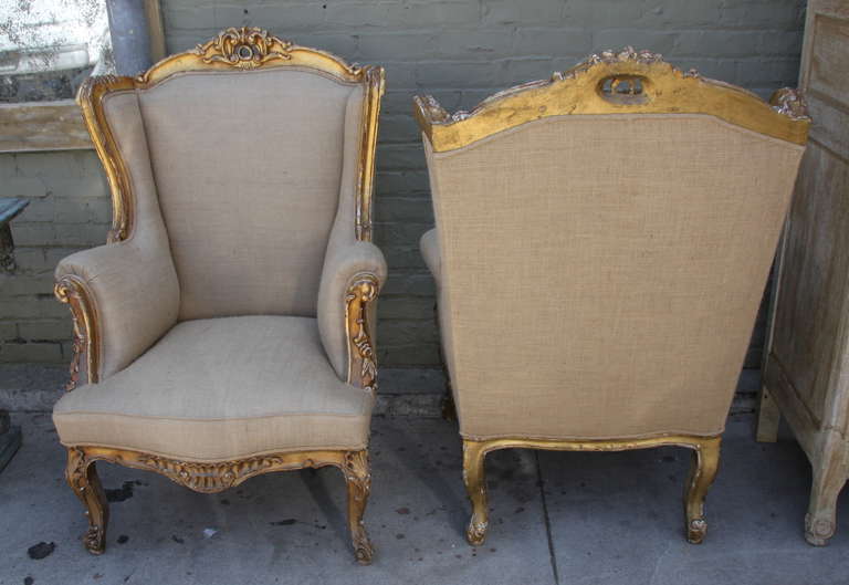 Pair of 19th Century French Giltwood Bergeres In Good Condition In Los Angeles, CA