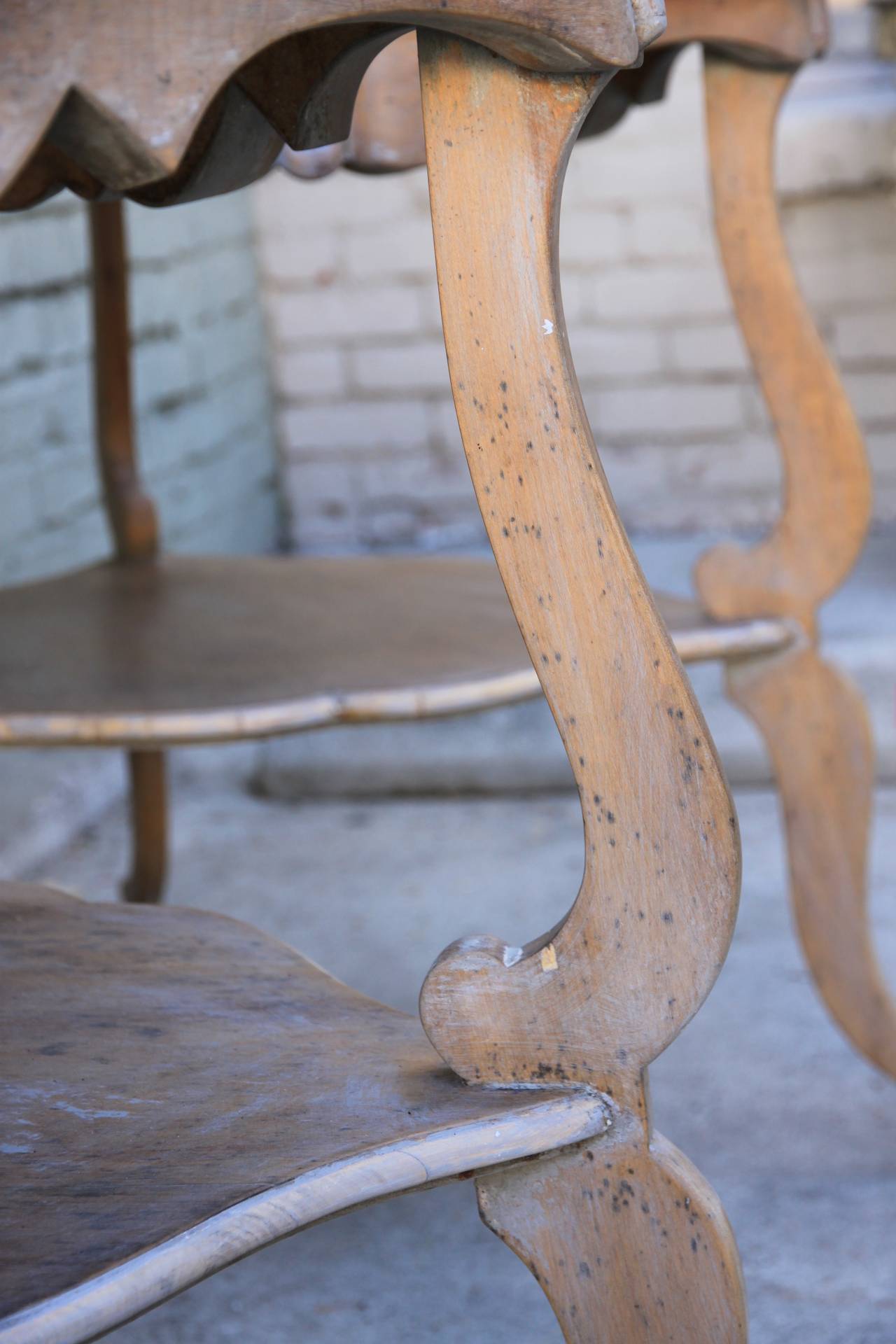 Wood Pair of French Louis XV Style Two-Tiered Tables