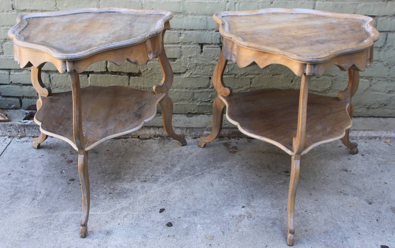 Painted Pair of French Louis XV Style Two-Tiered Tables