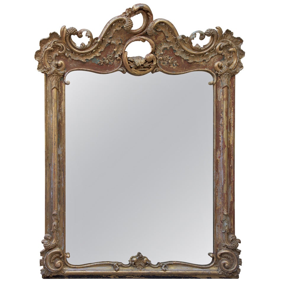 19th Century French Giltwood Rococo Style Mirror