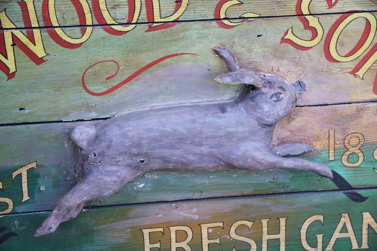 American Primitive Wood Sign of Rabbit by S. Wood & Son
