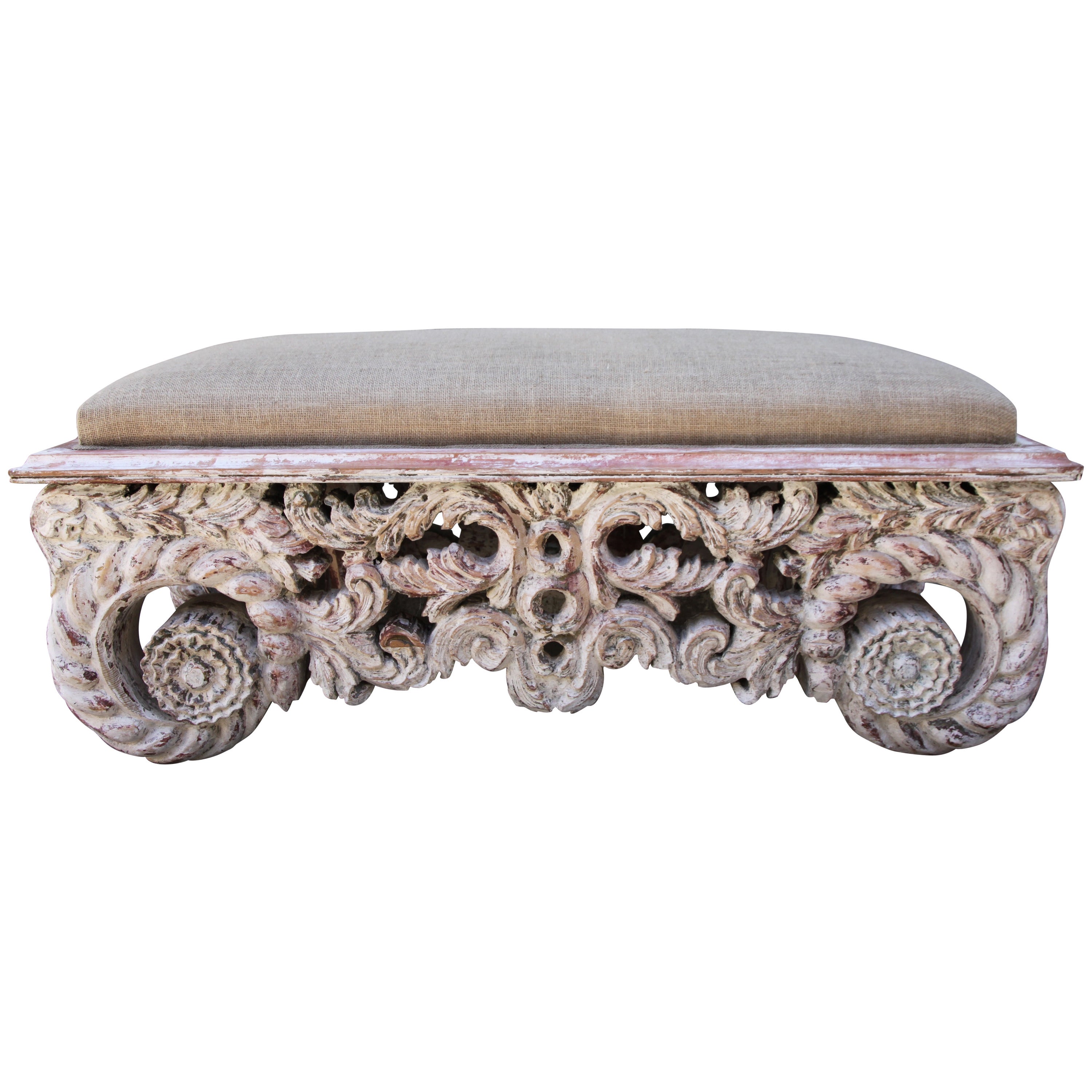 Italian Carved Rococo Style Bench
