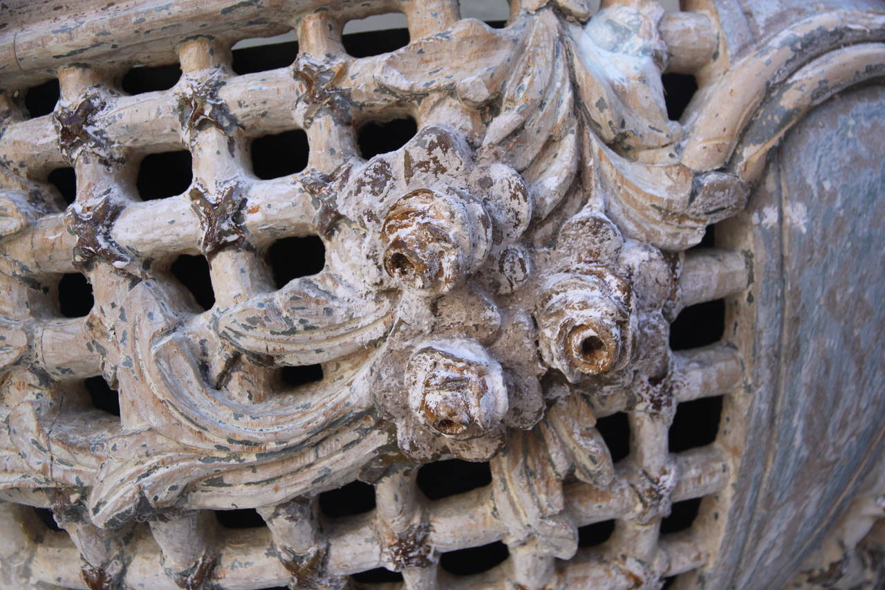 Monumental Pair of French Carved Wood Planters In Distressed Condition In Los Angeles, CA