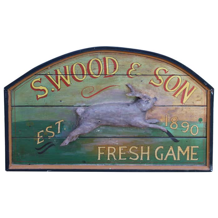 Primitive Wood Sign of Rabbit by S. Wood and Son at 1stDibs